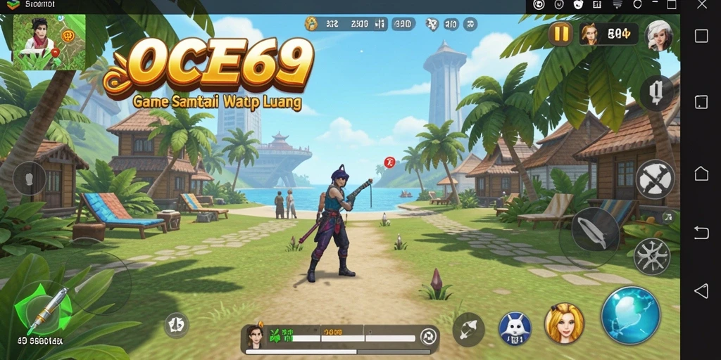 Tangkapan layar gameplay OCE69 yang penuh warna dan menyenangkan.