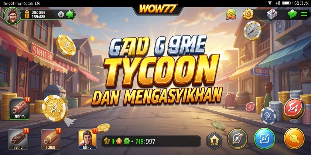 Screenshot utama WOW77 menampilkan gameplay Tycoon yang seru dan strategis.